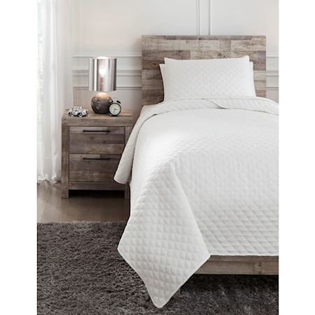 Twin Ryter White Coverlet Set